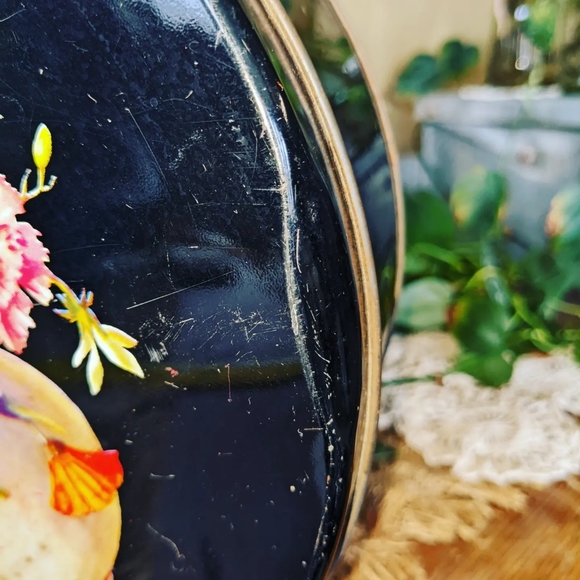 Vintage Black Floral Tin - Picture 2 of 3